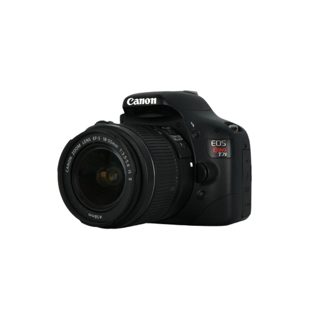 Canon T2i APS-C DSLR camera with canon EFS 18-55mm f/3.5-5.6 is ii, and EFS 55-250mm f/4-5.6 is ii lenses