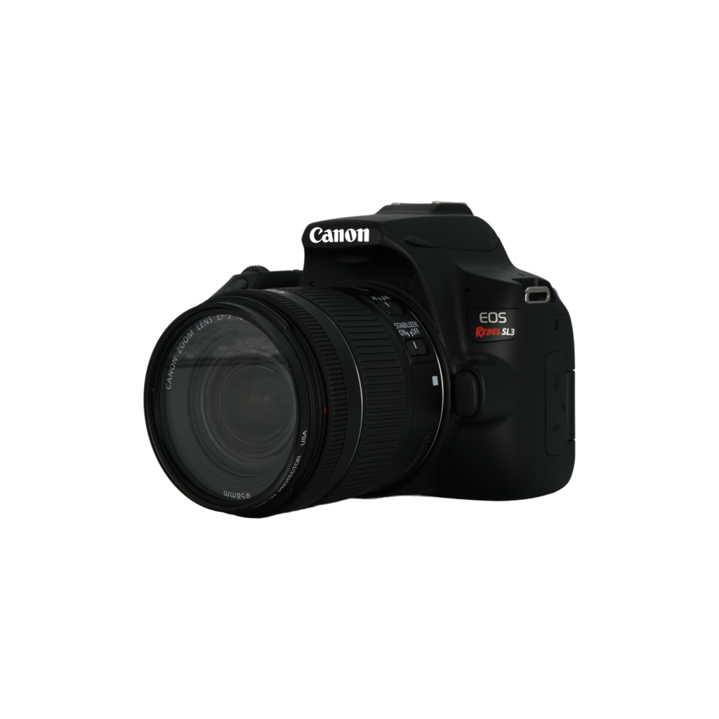 Canon Rebel SL3 APS-C DSLR camera and Canon 18-55mm f/4.5-5.6 IS STM APS-C DSLR lens
