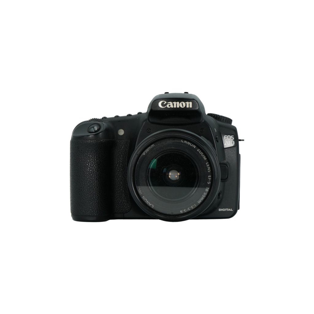 Canon 20D APS-C DSLR camera, Canon 18-55mm f/3.5-5.6 APS-C DSLR lens, and 55-250mm f/4-5.6 IS APS-C DSLR zoom lens