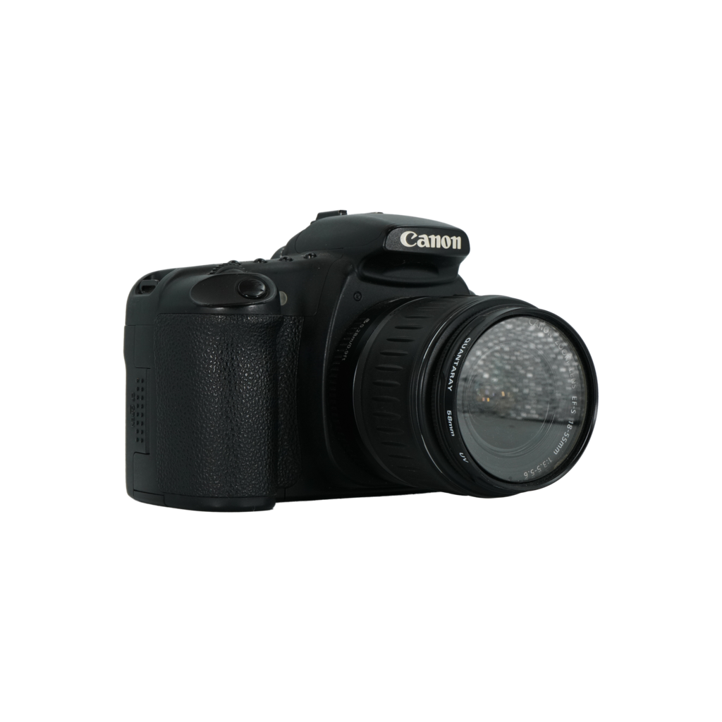 Canon 20D APS-C DSLR camera, Canon 18-55mm f/3.5-5.6 APS-C DSLR lens, and 55-250mm f/4-5.6 IS APS-C DSLR zoom lens
