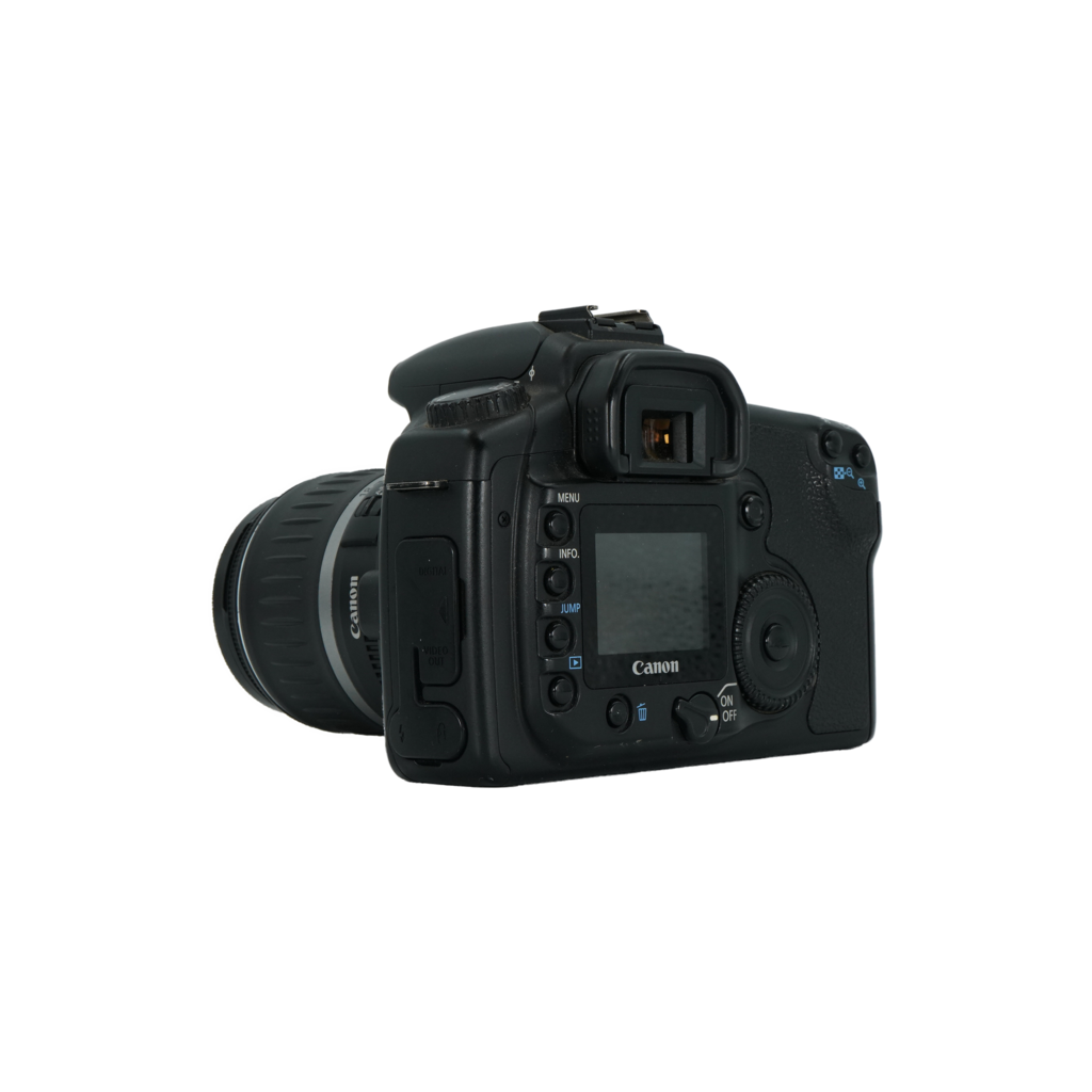 Canon 20D APS-C DSLR camera, Canon 18-55mm f/3.5-5.6 APS-C DSLR lens, and 55-250mm f/4-5.6 IS APS-C DSLR zoom lens