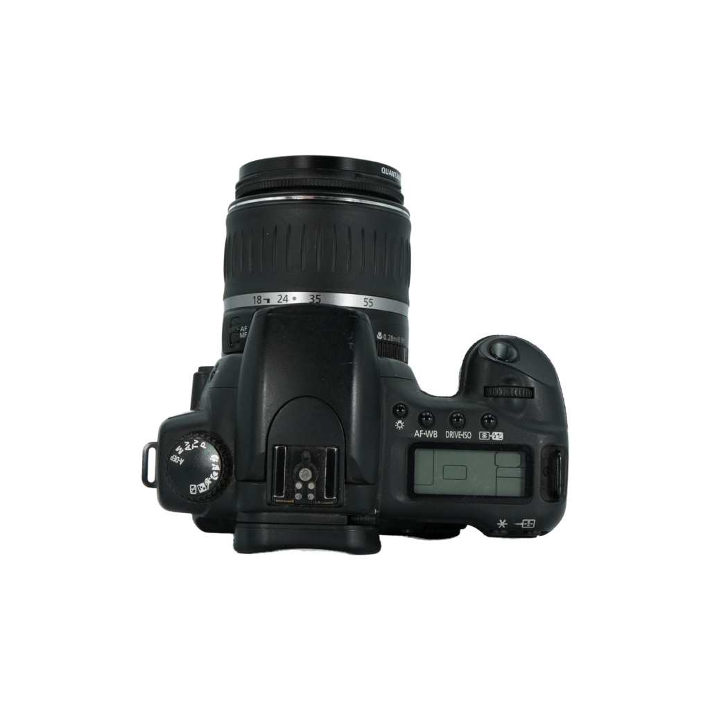 Canon 20D APS-C DSLR camera, Canon 18-55mm f/3.5-5.6 APS-C DSLR lens, and 55-250mm f/4-5.6 IS APS-C DSLR zoom lens