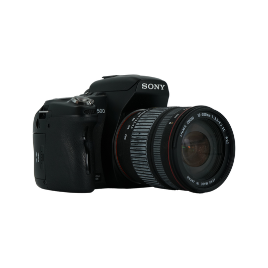 Sony a500 full frame DSLR camera with Sigma DC 18-200mm f/3.5-6.3 full frame DSLR telephoto zoom lens