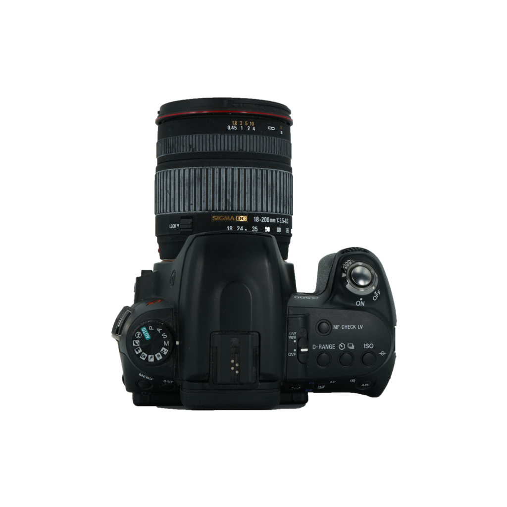 Sony a500 full frame DSLR camera with Sigma DC 18-200mm f/3.5-6.3 full frame DSLR telephoto zoom lens