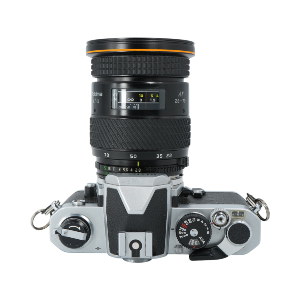 Nikon FM 35mm Film Camera with Tokina AT-X 28-70mm f/2.8 Lens for Nikon F-Mount