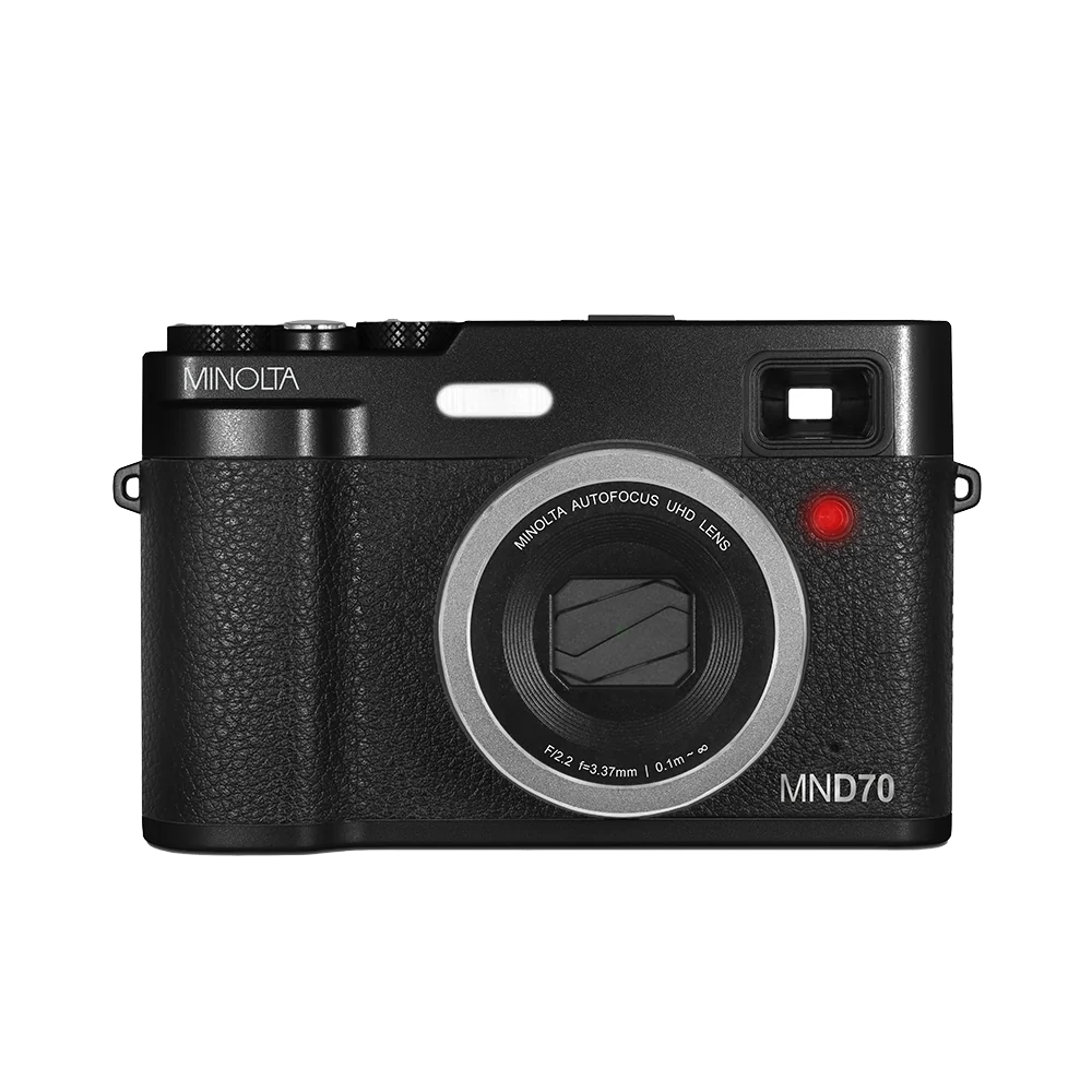 OPEN BOX- MINOLTA® MND70 Retro 48 MP Autofocus / 5K Ultra HD Dual Lens Camera Black