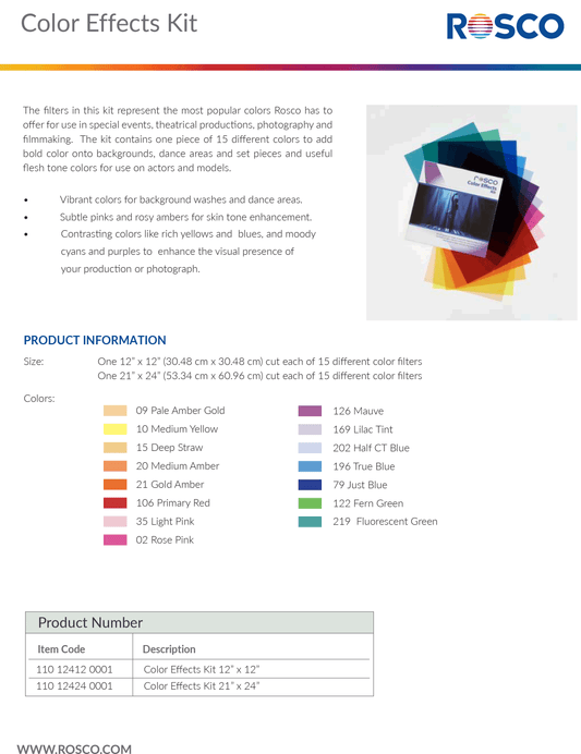 Rosco Color Effects Filter Kit 12X12"