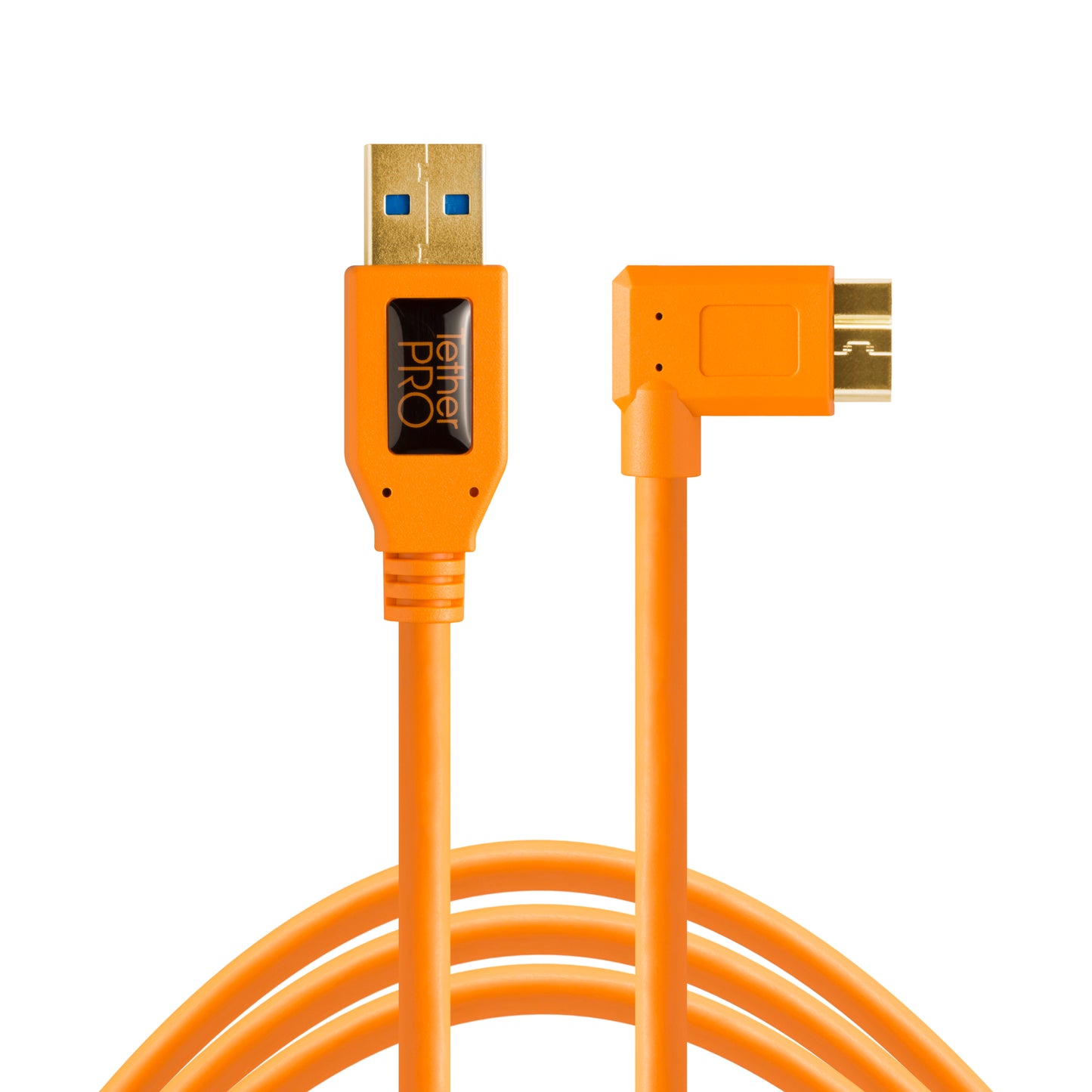 Tether Tools USB 3.0 Type-A Male to Micro-USB Right-Angle Male Cable - 15 ft, Orange