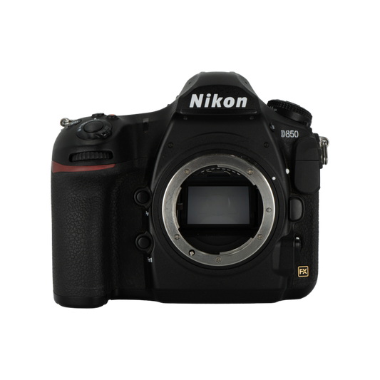 Nikon D850 DSLR camera with nikon battery grip.