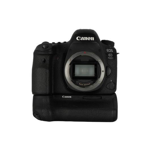 Canon 6D mk ii DSLR camera with battery grip.