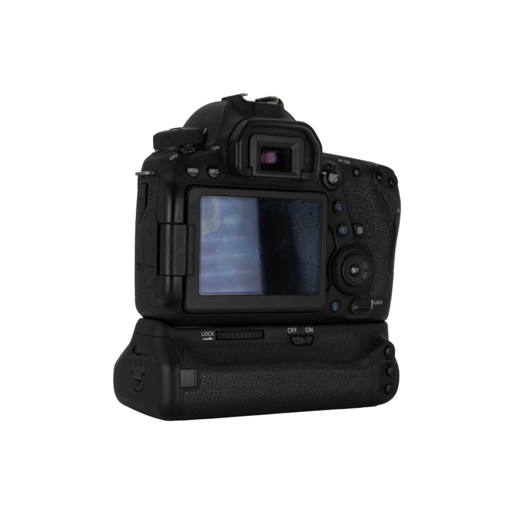 Canon 6D mk ii DSLR camera with battery grip.