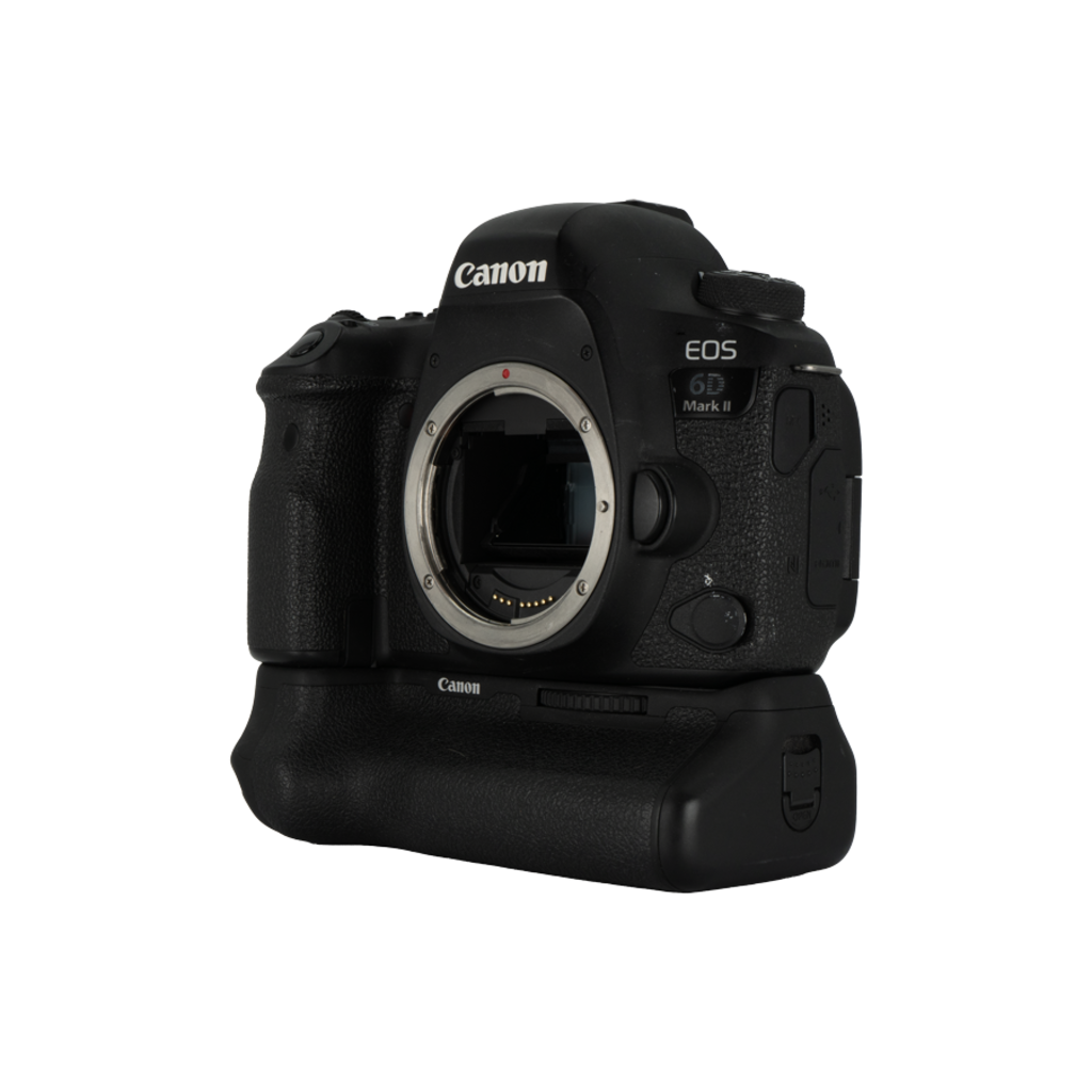 Canon 6D mk ii DSLR camera with battery grip.