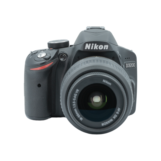 Nikon D3200 APS-C DSLR camera with Nikon DX 18-55mm f/3.5-5.6 APS-C DSLR lens, and Nikon DX 55-200mm f/4.5-5.6 Lens