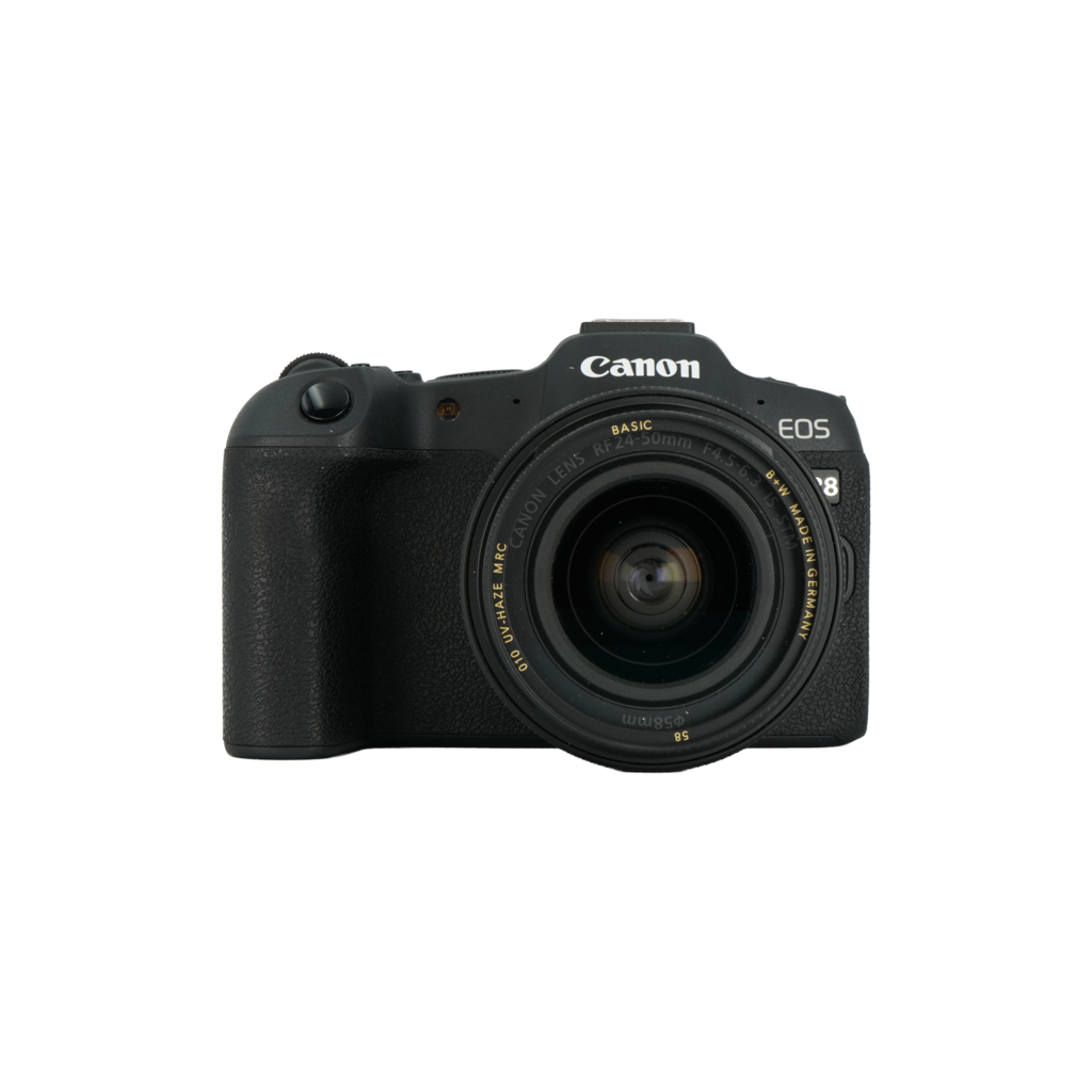 Canon R8 full frame mirrorless camera and Canon RF 24-50mm f/4.5-6.3 full frame mirrorless lens