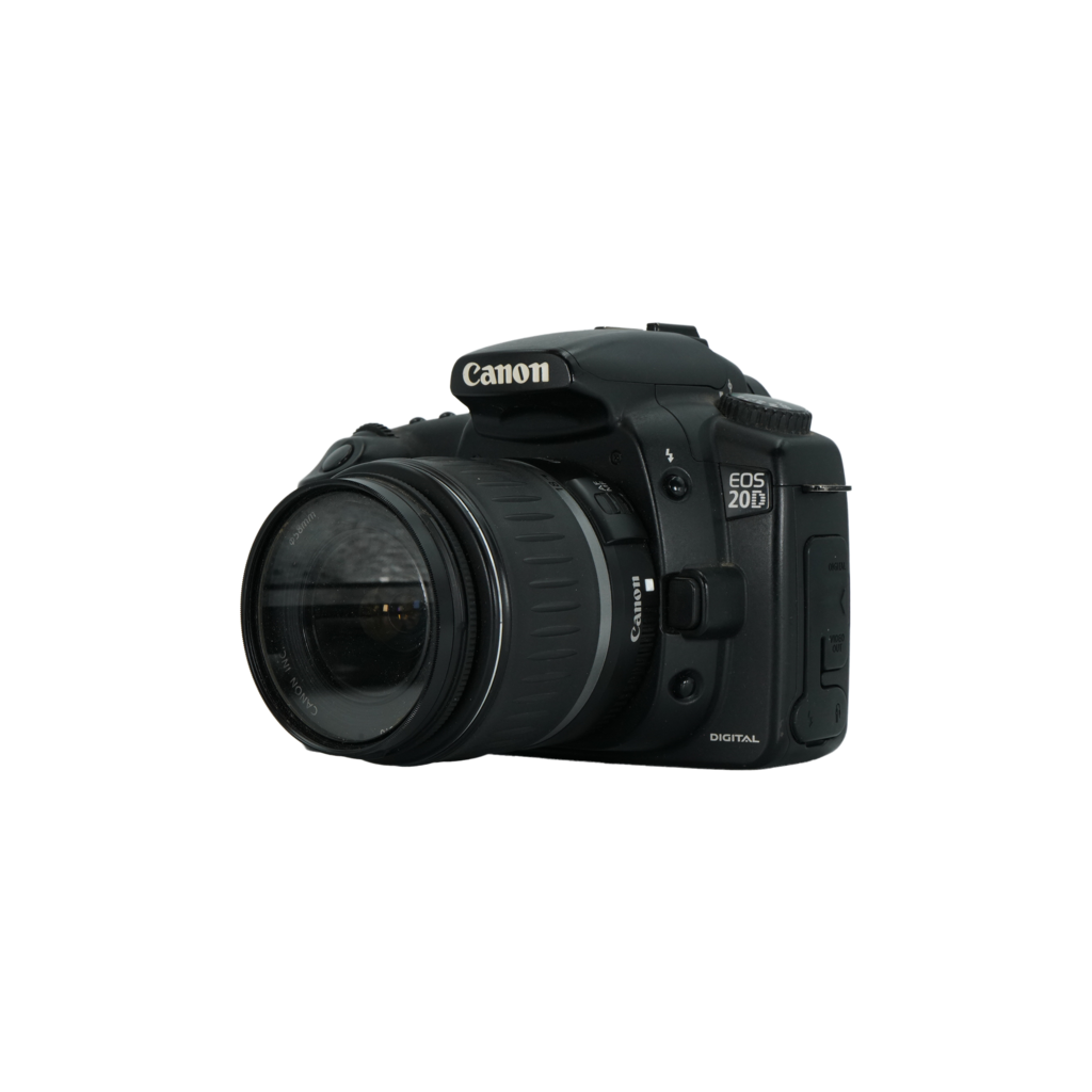Canon 20D APS-C DSLR camera, Canon 18-55mm f/3.5-5.6 APS-C DSLR lens, and 55-250mm f/4-5.6 IS APS-C DSLR zoom lens