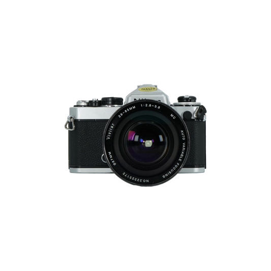 Nikon 35mm SLR and Vivitar 28-85mm f/2.8 zoom lens for Nikon F mount