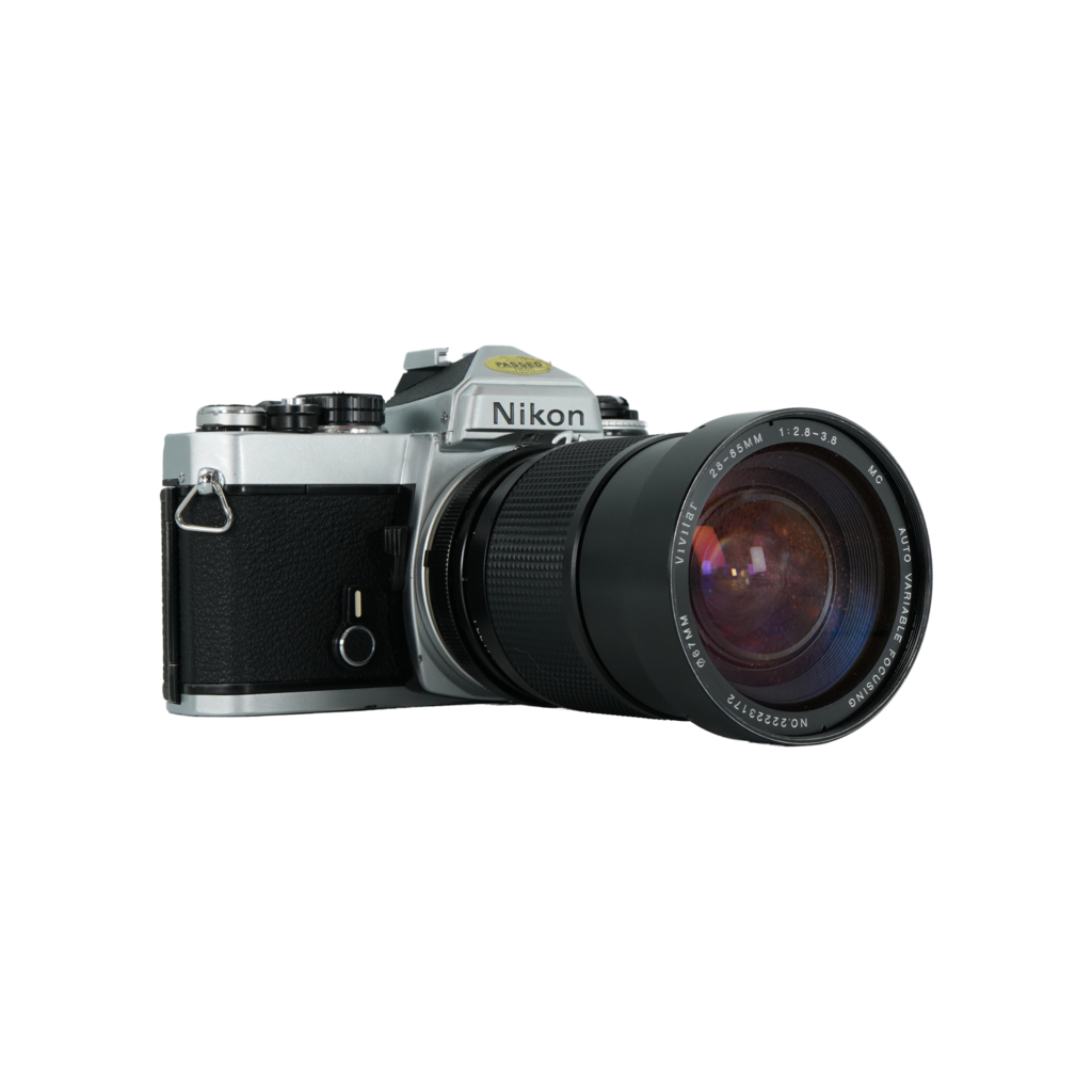 Nikon 35mm SLR and Vivitar 28-85mm f/2.8 zoom lens for Nikon F mount