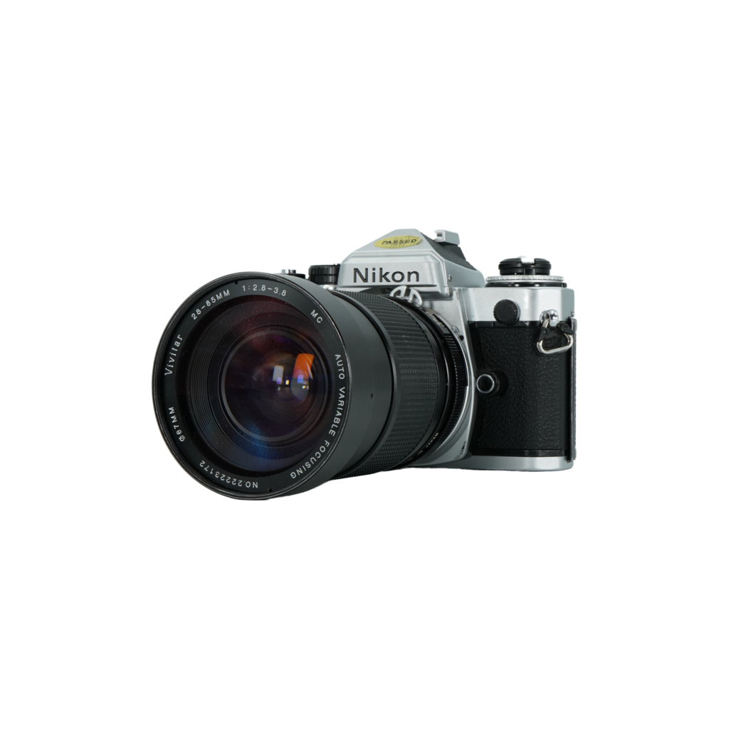 Nikon 35mm SLR and Vivitar 28-85mm f/2.8 zoom lens for Nikon F mount