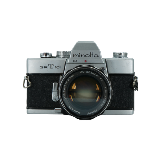 Minolta SRT 101 35mm film camera with MC 58mm f/1.4 SLR lens