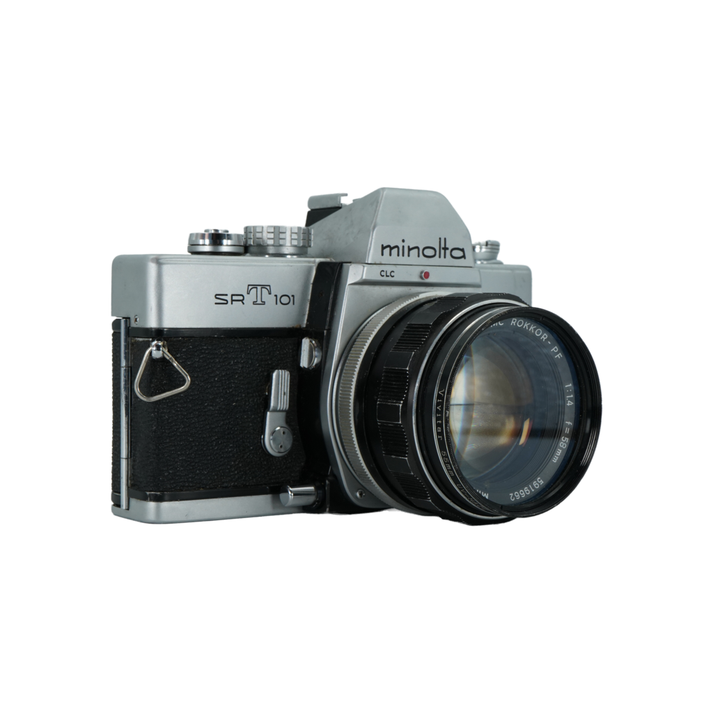Minolta SRT 101 35mm film camera with MC 58mm f/1.4 SLR lens