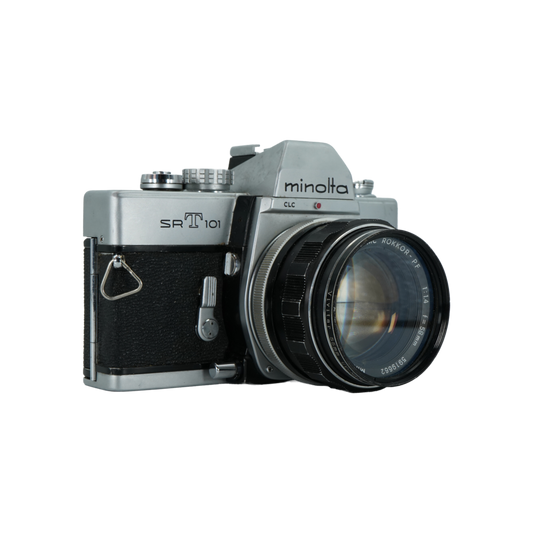 Minolta SRT 101 35mm film camera with MC 58mm f/1.4 SLR lens