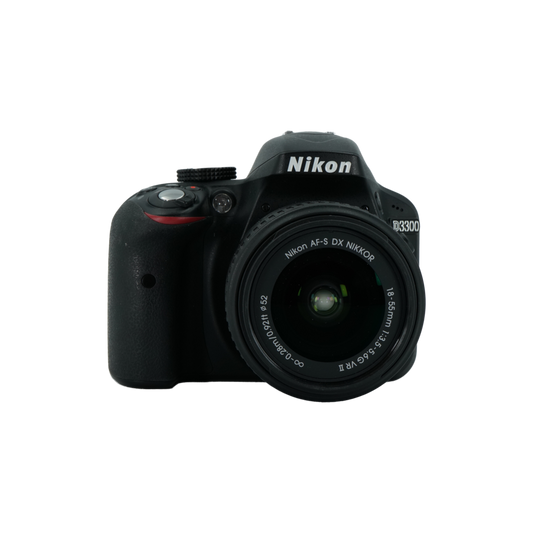 Nikon D3300 APS-C DSLR camera with Nikon 18-55mm f/3.5-5.6 APS-C DSLR zoom lens