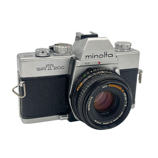 Minolta SRT 200 35mm Film Camera w/ Minolta MD Rokkor-X 45mm f/2 and Minolta MD Celtic 135mm f/3.5 Lens