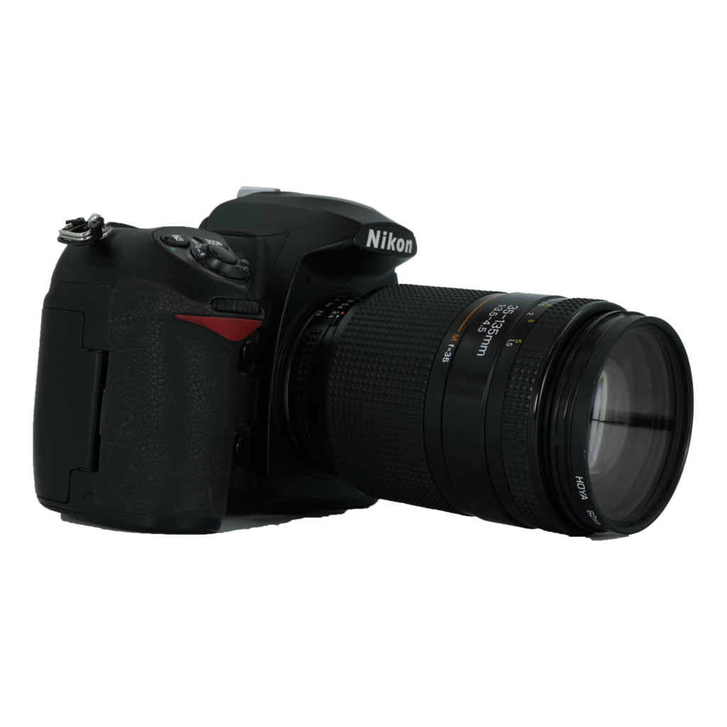Nikon D200 APS-C DSLR camera with Nikon 35-135mm f/3.5-4.5 full frame DSLR telephoto zoom lens
