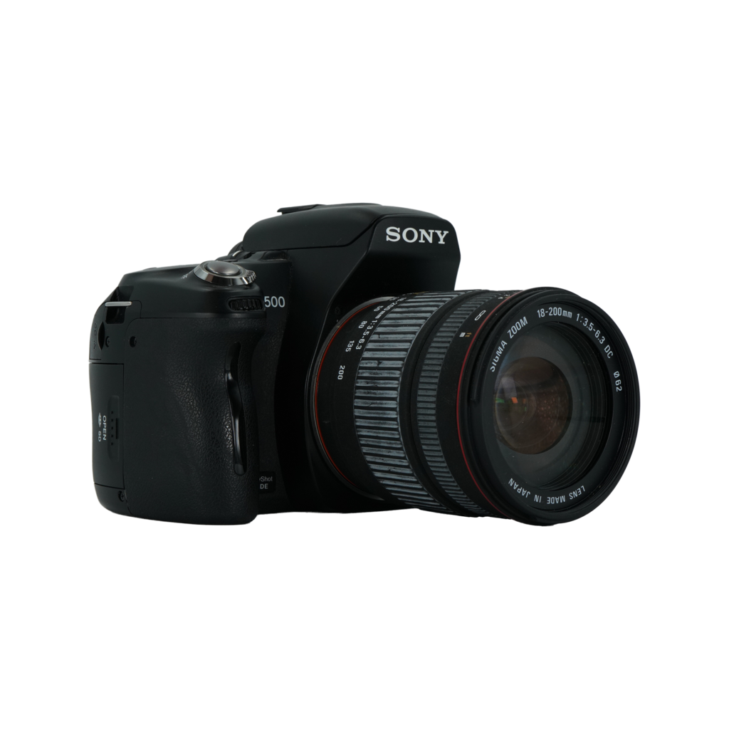 Sony a500 full frame DSLR camera with Sigma DC 18-200mm f/3.5-6.3 full frame DSLR telephoto zoom lens