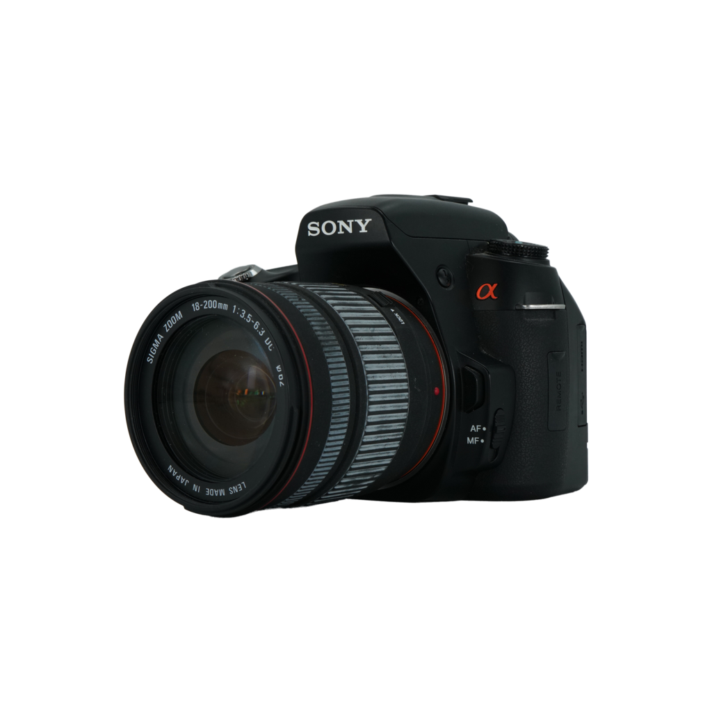 Sony a500 full frame DSLR camera with Sigma DC 18-200mm f/3.5-6.3 full frame DSLR telephoto zoom lens