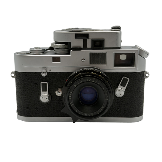 Leica M4 Chrome 35mm Rangefinger Camera with Leica Summicron 35mm f/2 Rangefinder Lens and Leica MR Metrowatt Light Meter (CLA on 5/7/26)