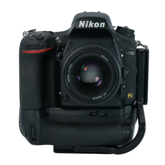 Nikon D750 DSLR Camera w/AF NIKKOR 50mm f/1.8 D Autofocus Lens and NB-D18 Grip