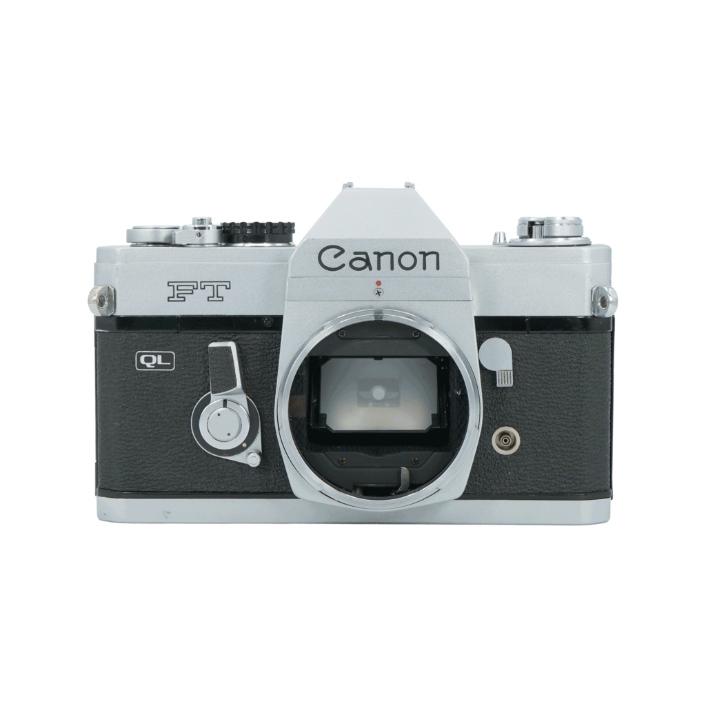 Canon FT QL 35mm Film Camera with Light Meter Booster and Canon FD 135mm f/3.5 Lens