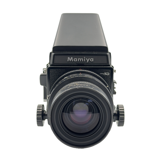 Mamiya medium format film camera kit with mamiya 75mm f/3.5 and 150mm f/3.5 lenses