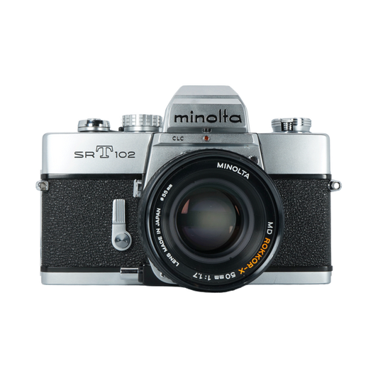 Minolta SRT-102 35mm Film Camera with MD Rokkor-X 50mm f/1.7 Lens