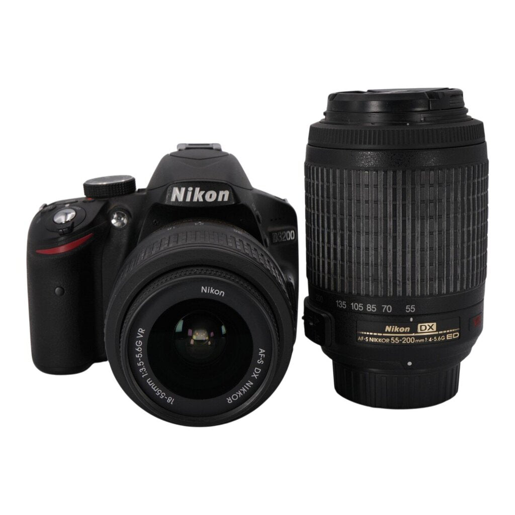 Nikon D3200 APS-C DSLR Camera with Nikon AF-s DX 18-55mm f/3.5-5.6 G and 55-200mm f/4-5.6 ED Lenses