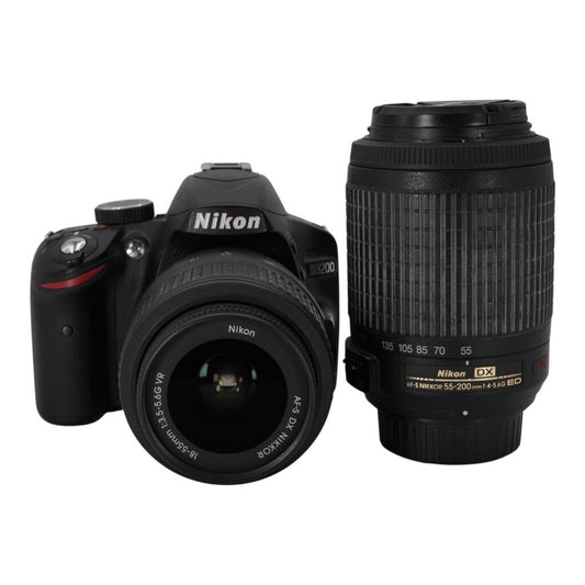 Nikon D3200 APS-C DSLR Camera with Nikon AF-s DX 18-55mm f/3.5-5.6 G and 55-200mm f/4-5.6 ED Lenses