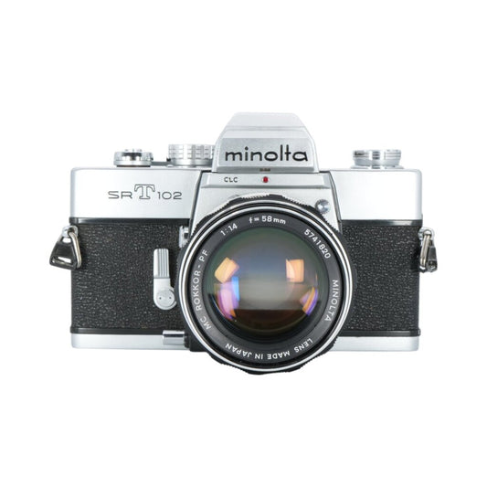 Minolta SRT 102 35mm Film Camera with Minolta Rokkor - PF 58mm f/1.4 Lens