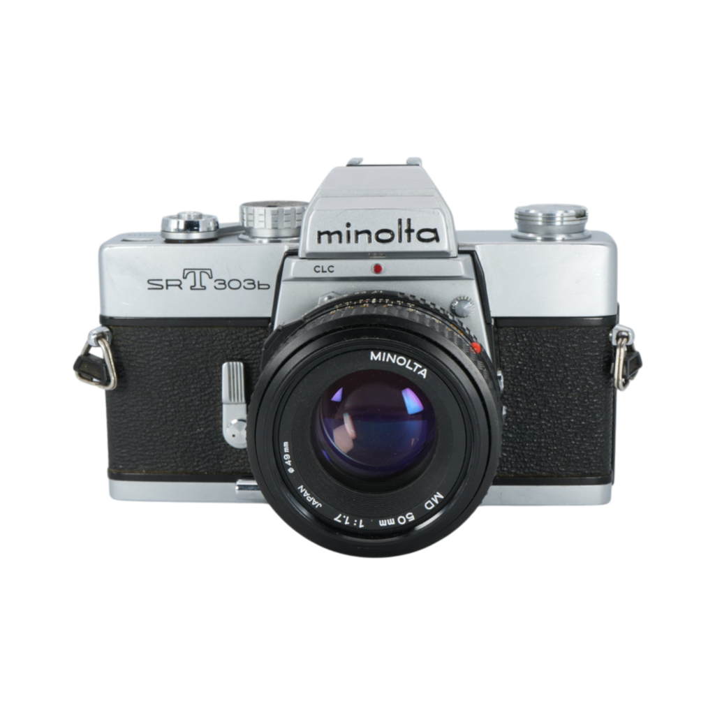 Minolta SRT 303b 35mm Film Camera with Minolta MD 50mm f/1.7 SLR Lens