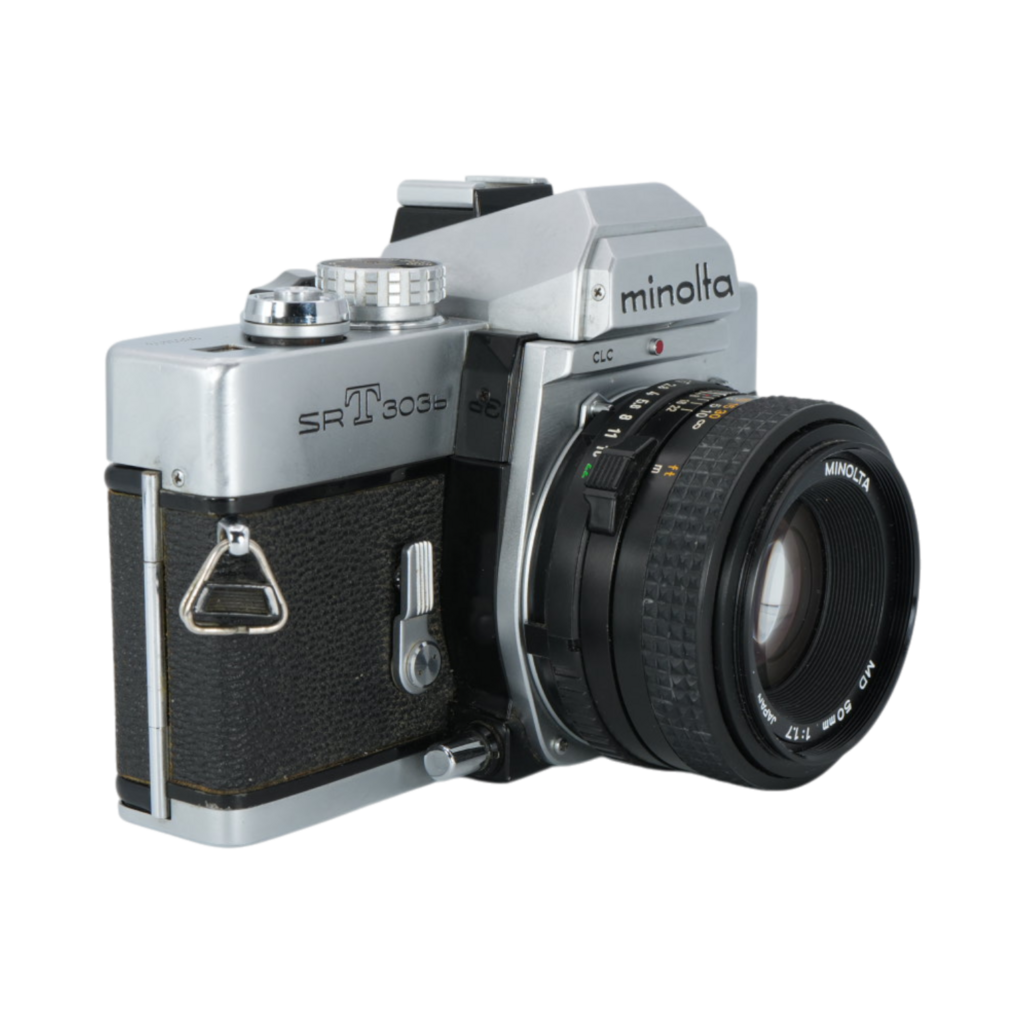 Minolta SRT 303b 35mm Film Camera with Minolta MD 50mm f/1.7 SLR Lens