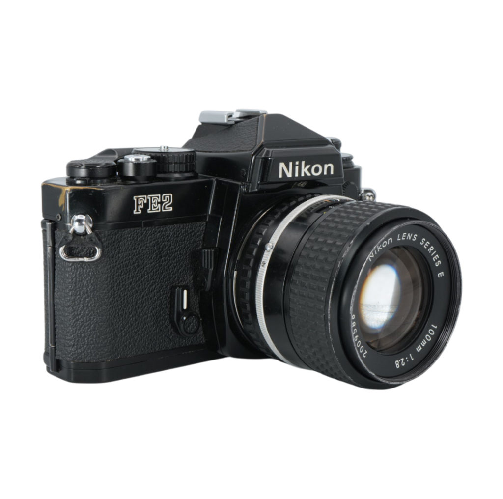 Nikon FE2 35mm Film Camera with Nikon F 100mm f/2.8 SLR Lens