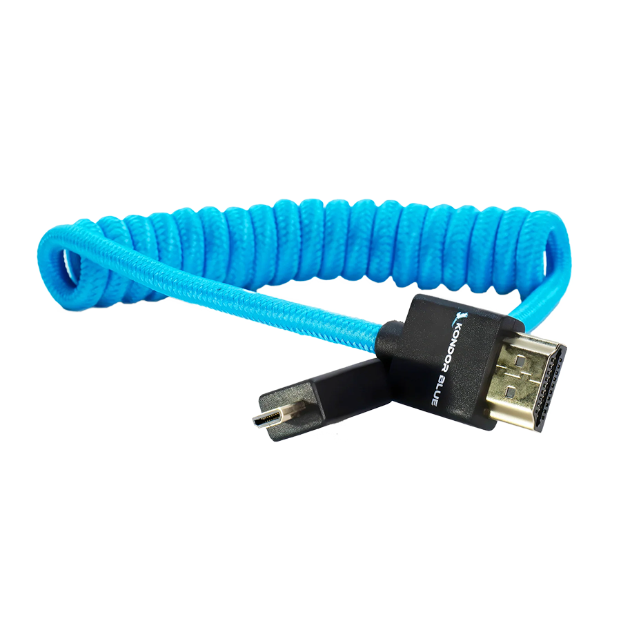 Kondor Blue 1224" Coiled Micro HDMI to Full HDMI Cable — Pro Photo Supply