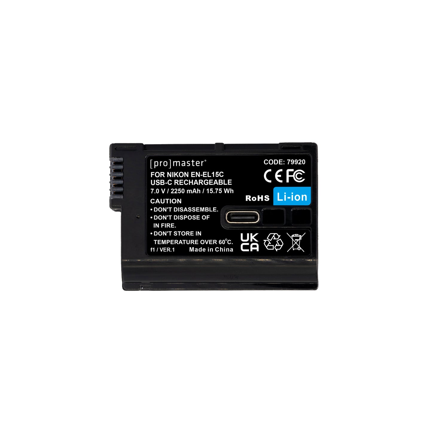 ProMaster Li-ion Battery for Nikon EN-EL15c with USB-C Charging - works with Z8, Zf, & Z6III