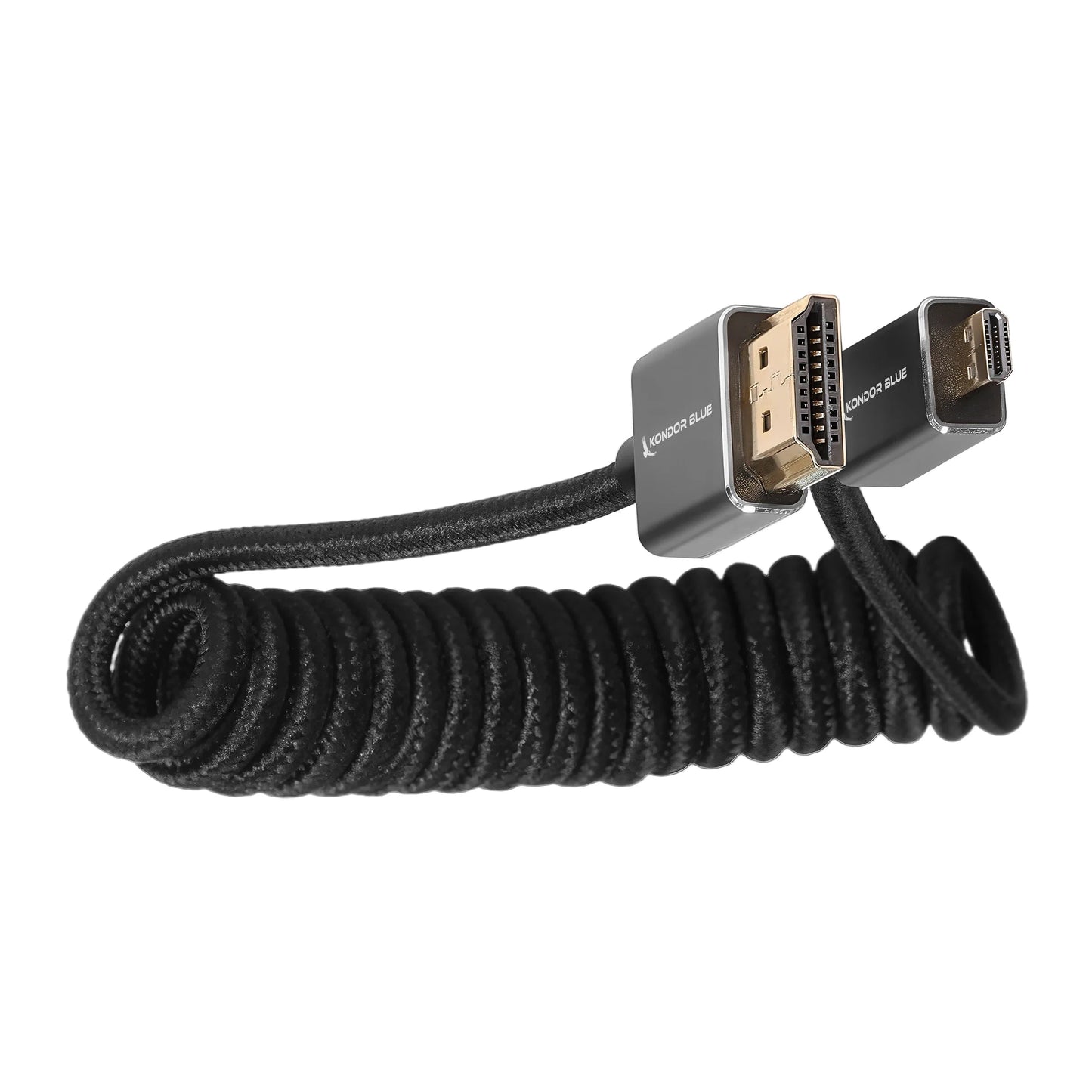 Kondor Blue Micro-HDMI to HDMI Cable - 12"-24" Braided Coiled