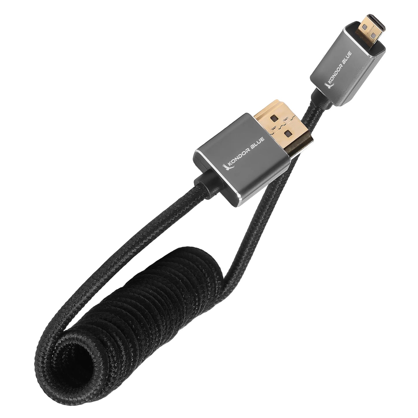 Kondor Blue Micro-HDMI to HDMI Cable - 12"-24" Braided Coiled