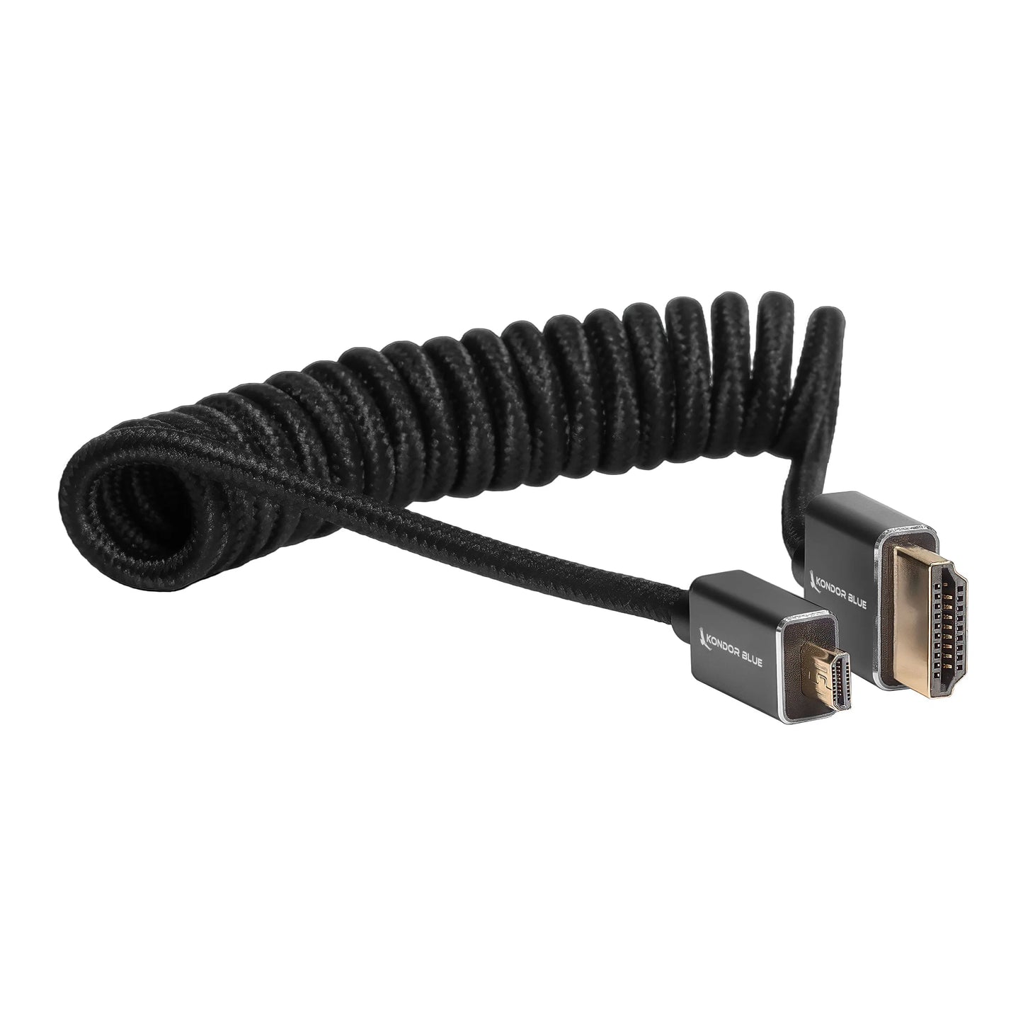 Kondor Blue Micro-HDMI to HDMI Cable - 12"-24" Braided Coiled