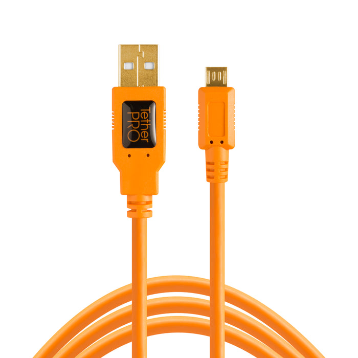 Tether Tools TetherPro USB 2.0 A Male to Micro-B 5-Pin Cable - 15 ft, Orange - OPEN BOX
