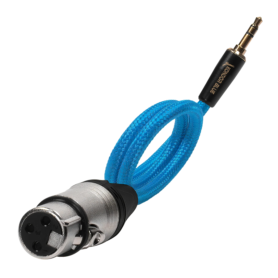 Kondor Blue 16" Female XLR to 3.5mm Male Mini TRS Blue Braided