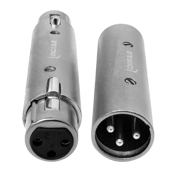 Kondor Blue Pair of XLR Adapters Male to Male & Female to Female 3 Pin Adapters
