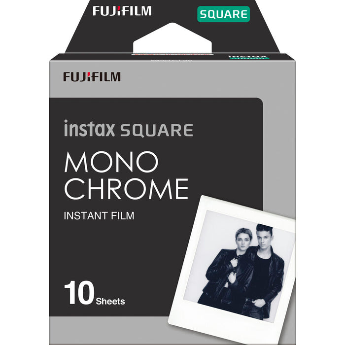 Fujifilm Instax Square White Frame Monochrome Instant Film, 10 Exposures